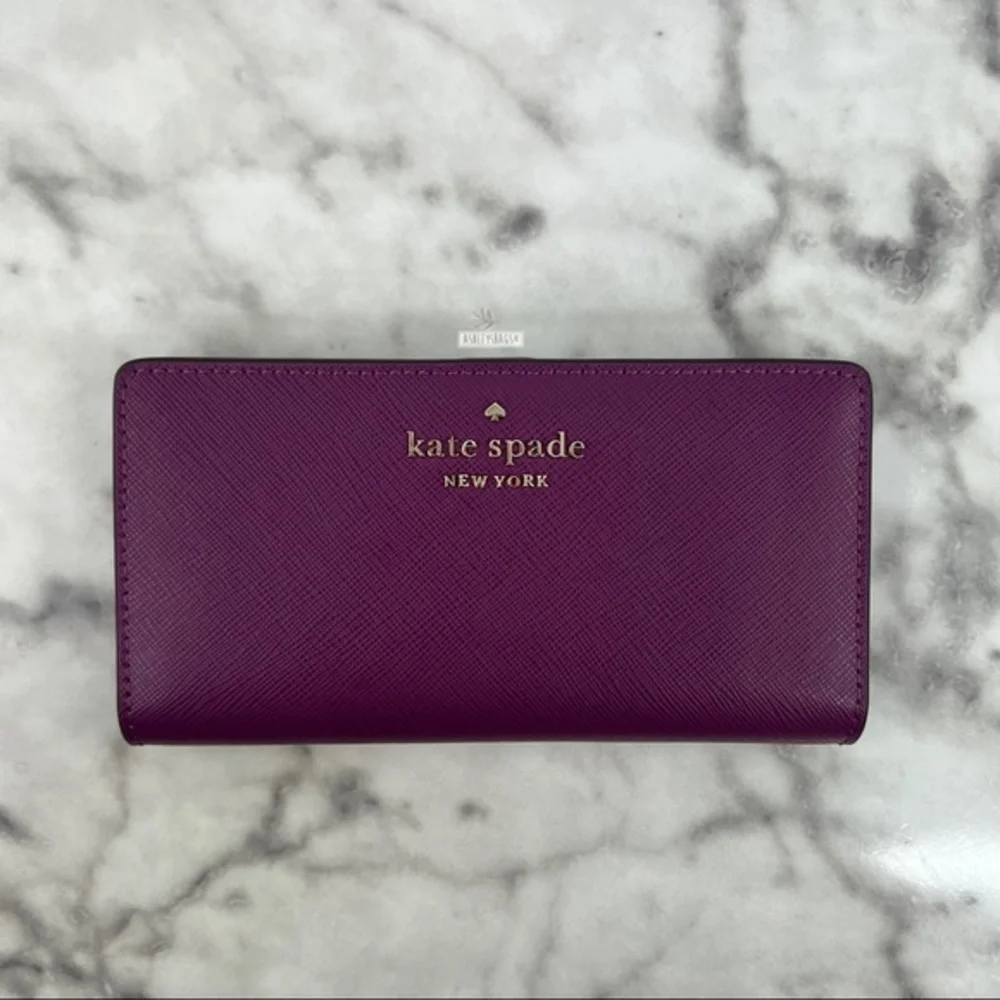 Kate Spade Staci Plum Pie Small Satchel Crossbody & Large Slim Bifold Wallet - Picture 12 of 16